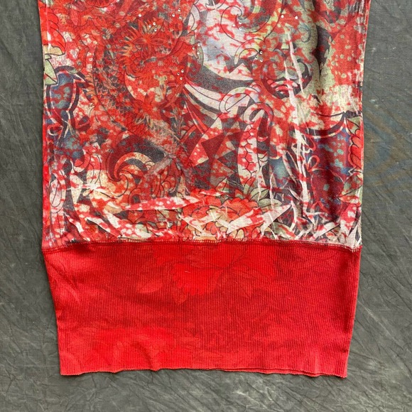 Go Jeans Shirt Floral Burnout Shirt Womens Medium Red Dragon Los Angeles Y2k 90s - Picture 8 of 11